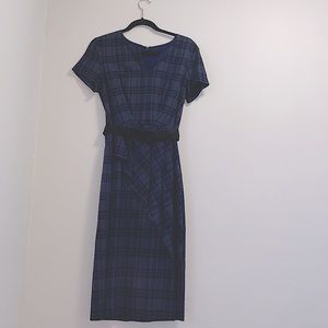 Banana Republic Gray and Navy Blue Plaid dress